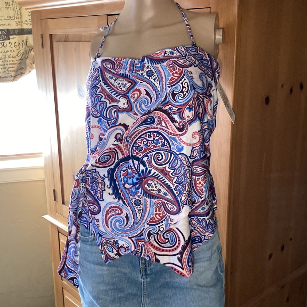Becca Handkerchief Paisley Unique Tankini Swimsuit Top